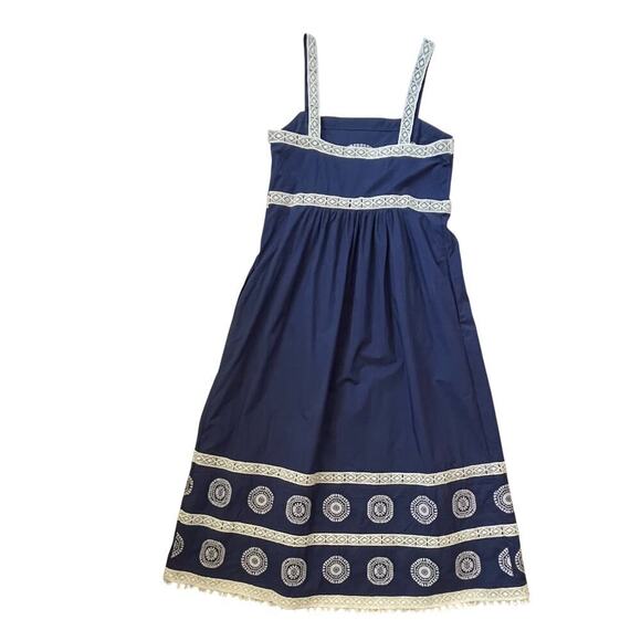 Tyler Boe Candie Midi Dress - Blue with White Embroidery - Size 6 - Picture 5 of 9
